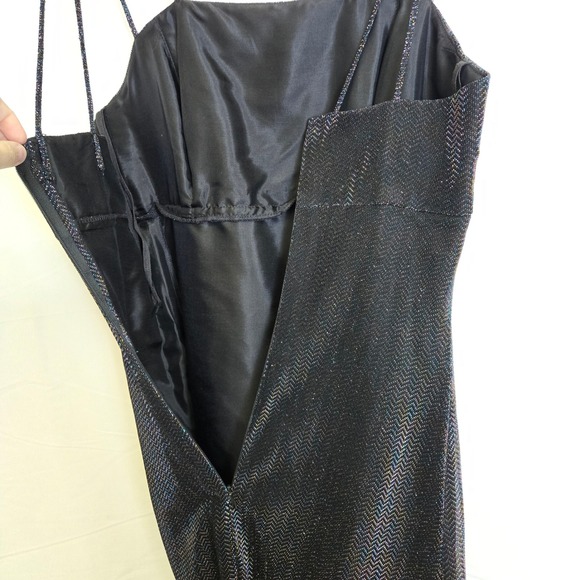 Vtg 80s Nadine Metallic Shimmering Chevron Gown, Black, Juniors 5, Style 1133 - Picture 8 of 16